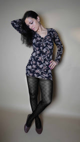 Black Lattice Patterned Sheer Stockings
