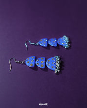 A parvaaz purple drop earrings featuring a smooth matte finish and delicate golden dots, highlighting the elegant teardrop shape and showcasing artisanal detailing with a rich, boho-inspired appeal — Muselot.