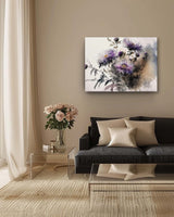 Whispering asters watercolour canvas art