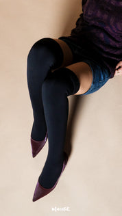 Knee-High Warm Furry Black Socks