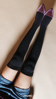 Knee-High Warm Furry Black Socks