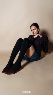 Knee-High Warm Furry Black Socks