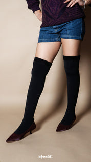 Knee-High Warm Furry Black Socks