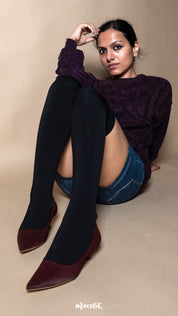 Knee-High Warm Furry Black Socks