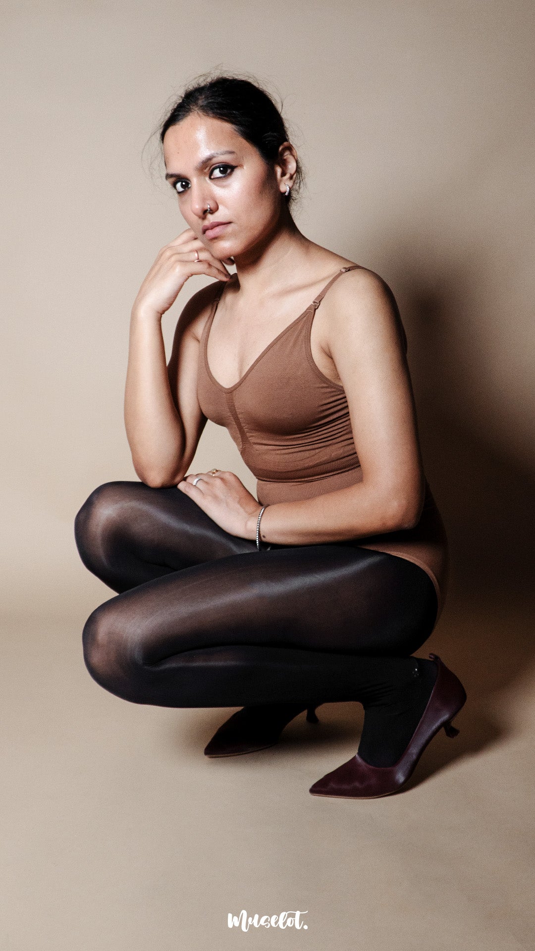 Glossy Black Semi-Sheer Silky Stocking