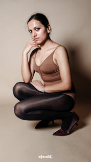Glossy Black Semi-Sheer Silky Stocking
