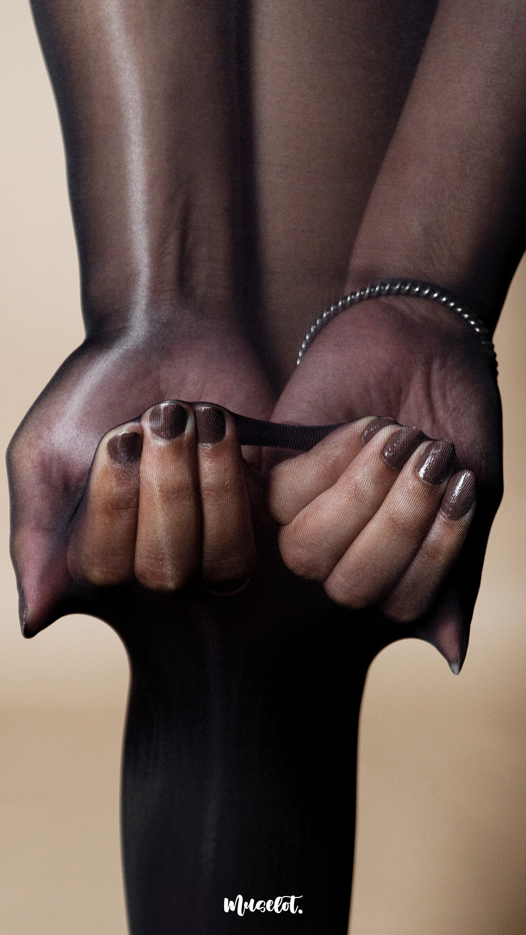 Glossy Black Semi-Sheer Silky Stocking