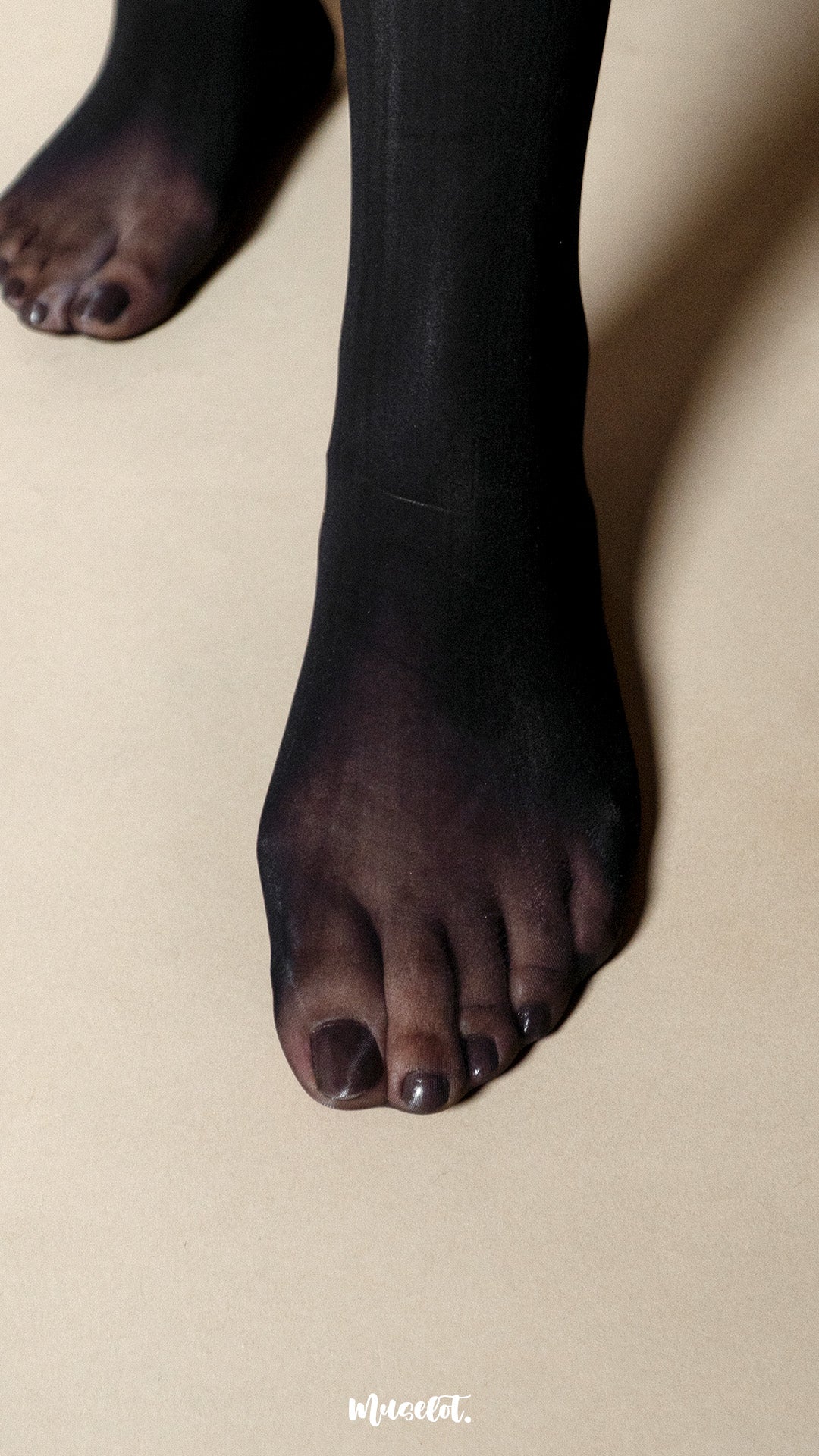 Glossy Black Semi-Sheer Silky Stocking