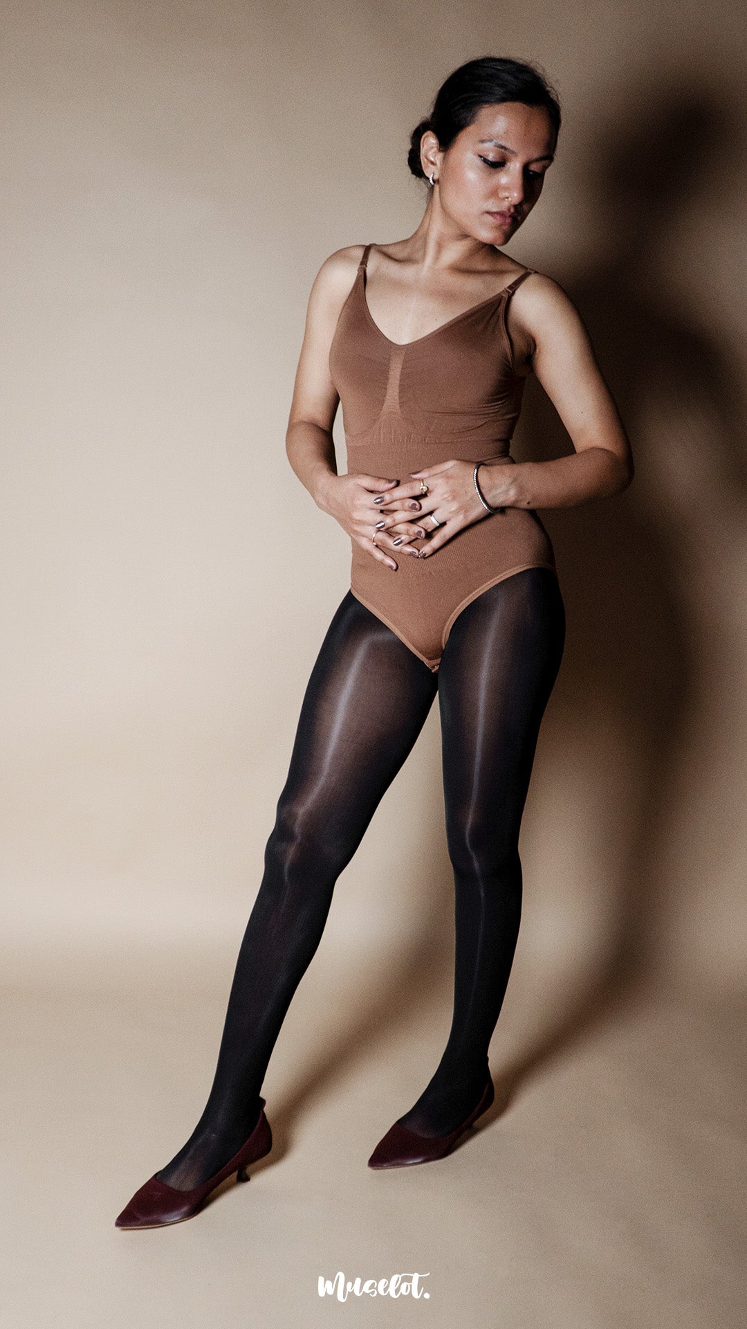 Glossy Black Semi-Sheer Silky Stocking