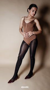 Glossy Black Semi-Sheer Silky Stocking