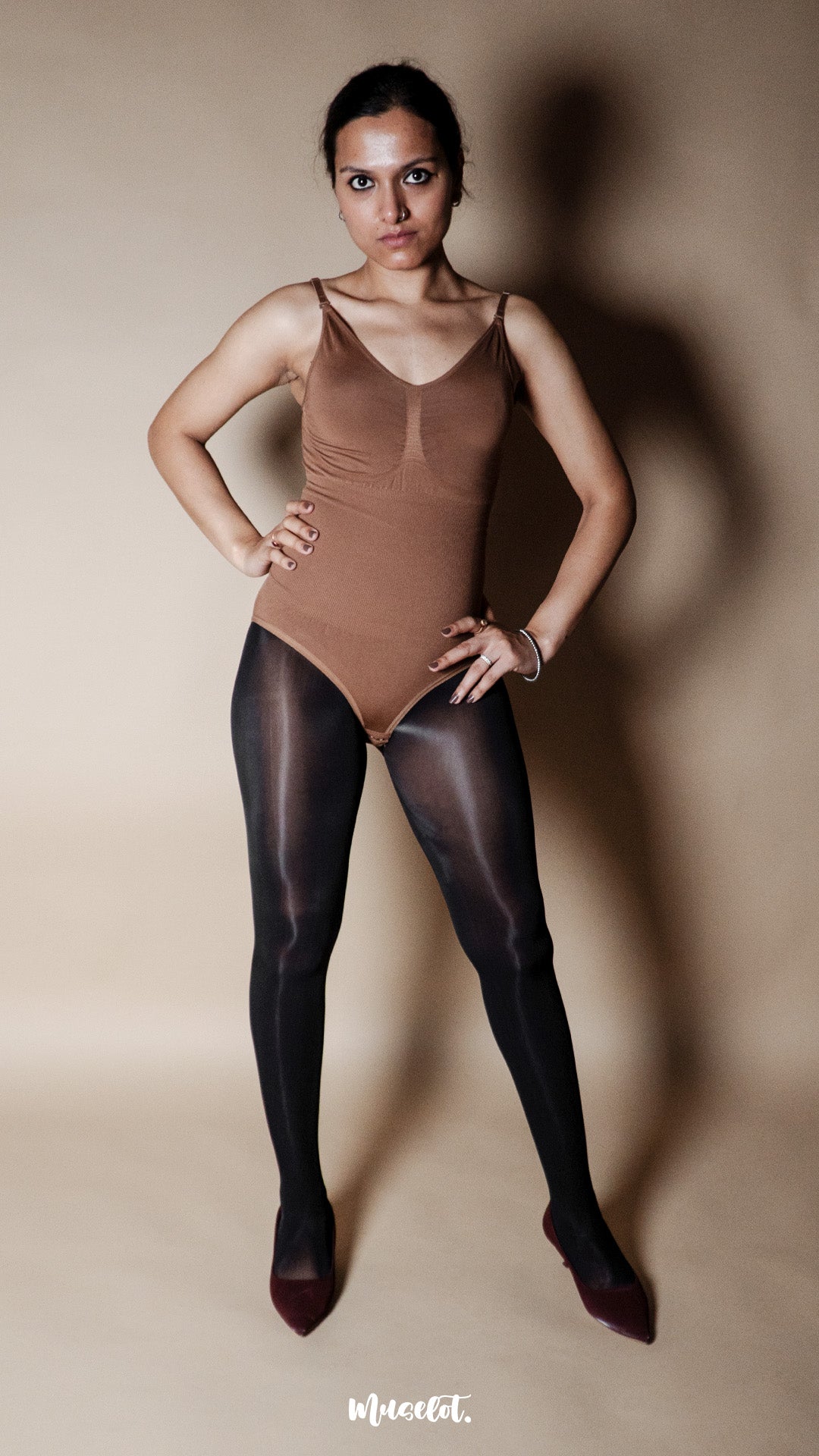Glossy Black Semi-Sheer Silky Stocking
