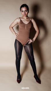 Glossy Black Semi-Sheer Silky Stocking