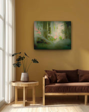 modern forest abstract canvas art in a living room adds a touch of mystique and elegance to the space. The artwork's captivating design draws attention, becoming a focal point in the room. Whether paired with neutral or vibrant decor, it enhances the living room’s ambiance with its enchanting and sophisticated presence.-Muselot