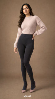 Furry Bliss Deep Grey Warm Stockings
