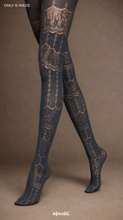 Intense Gray Ornate Designer Lace Stockings