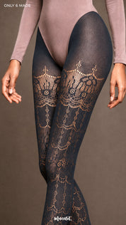 Intense Gray Ornate Designer Lace Stockings