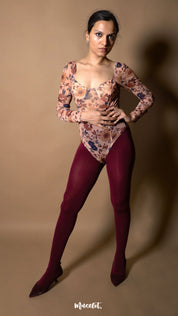 Semi Opaque Tear Proof Maroon Stockings