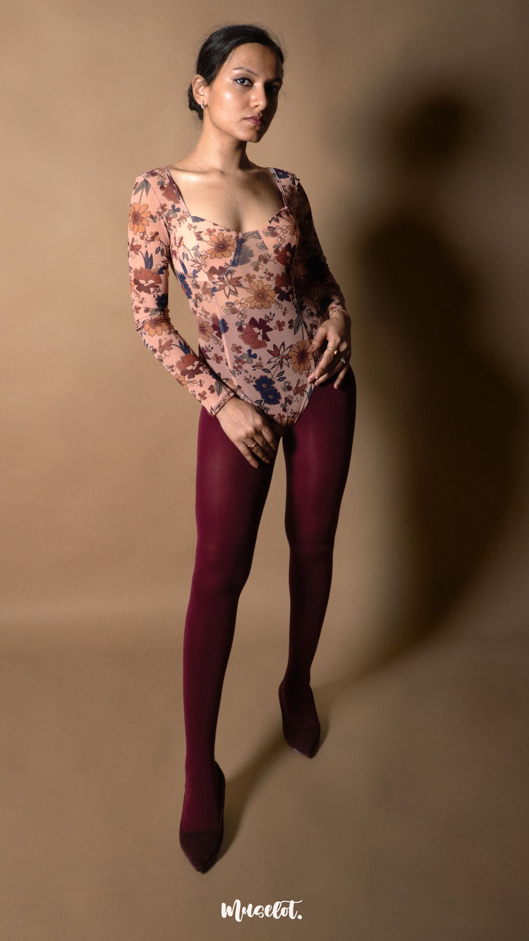 Semi Opaque Tear Proof Maroon Stockings