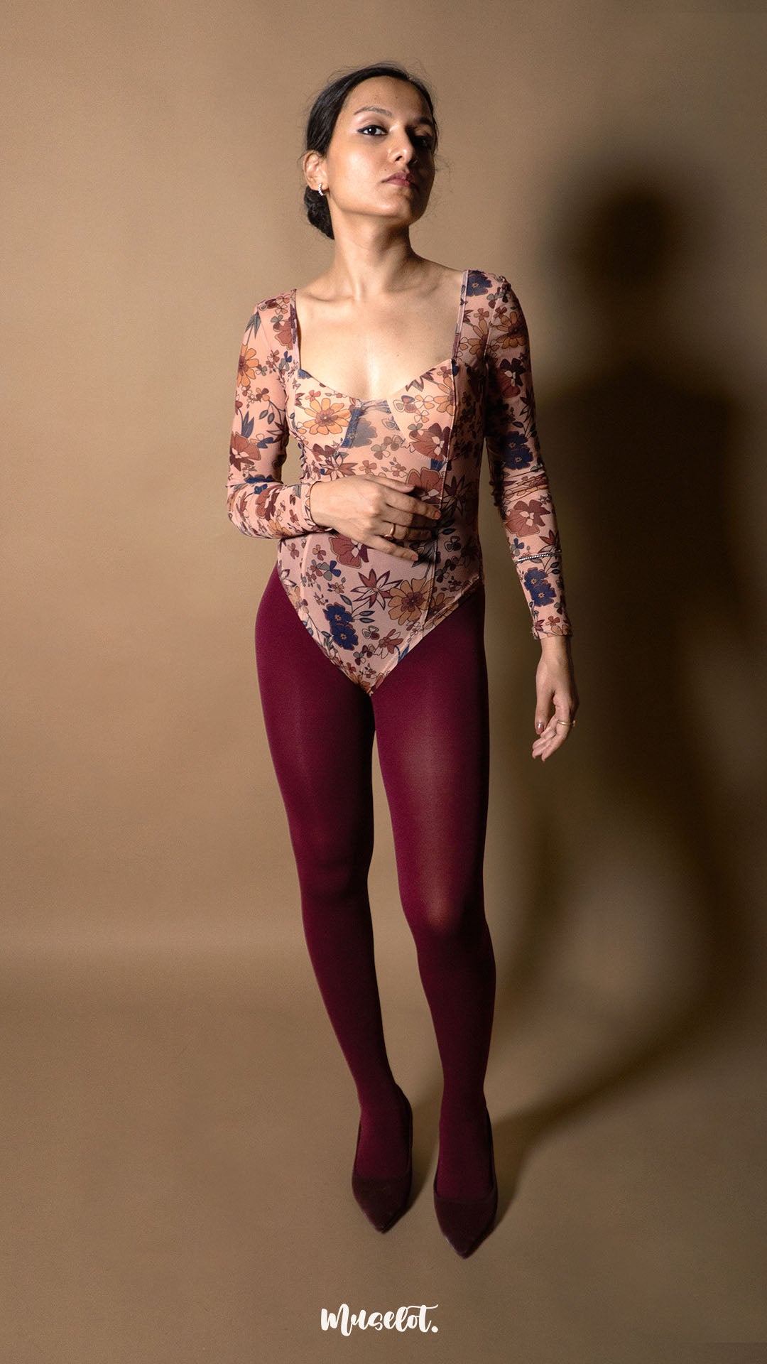Semi Opaque Tear Proof Maroon Stockings