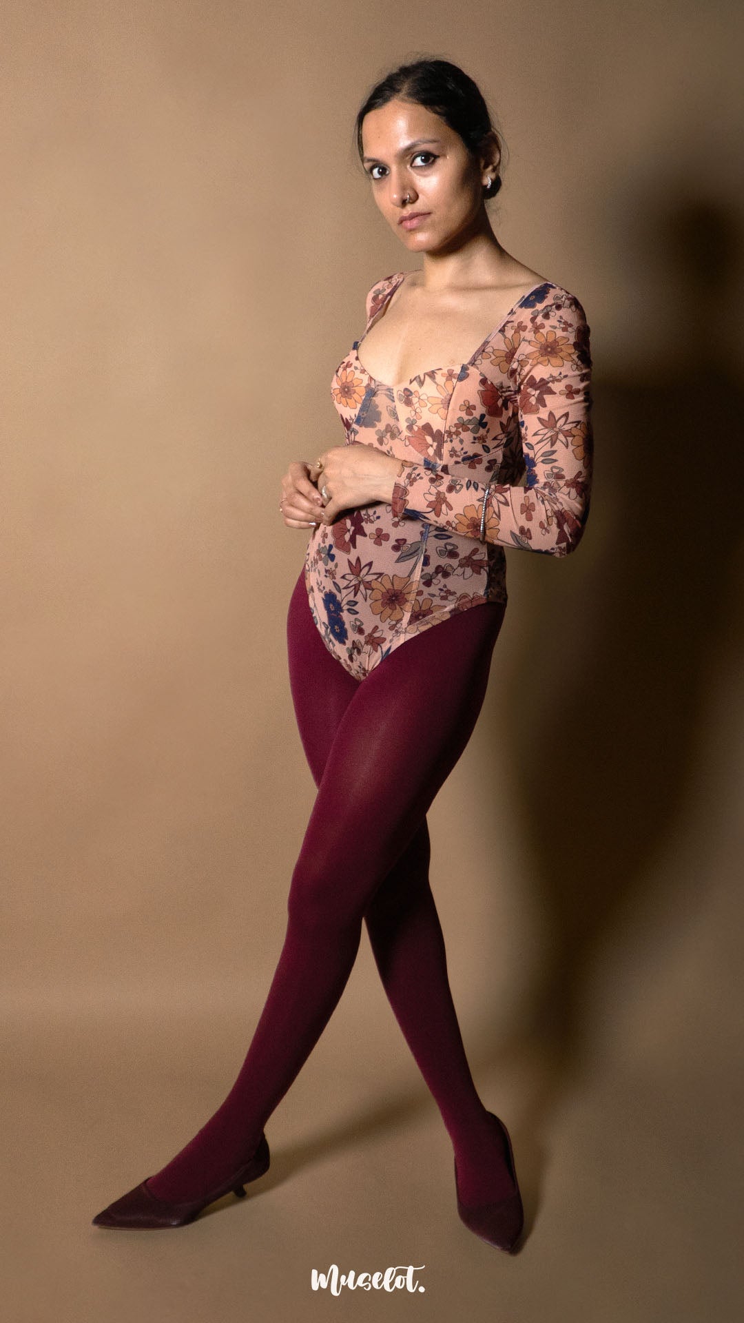 Semi Opaque Tear Proof Maroon Stockings