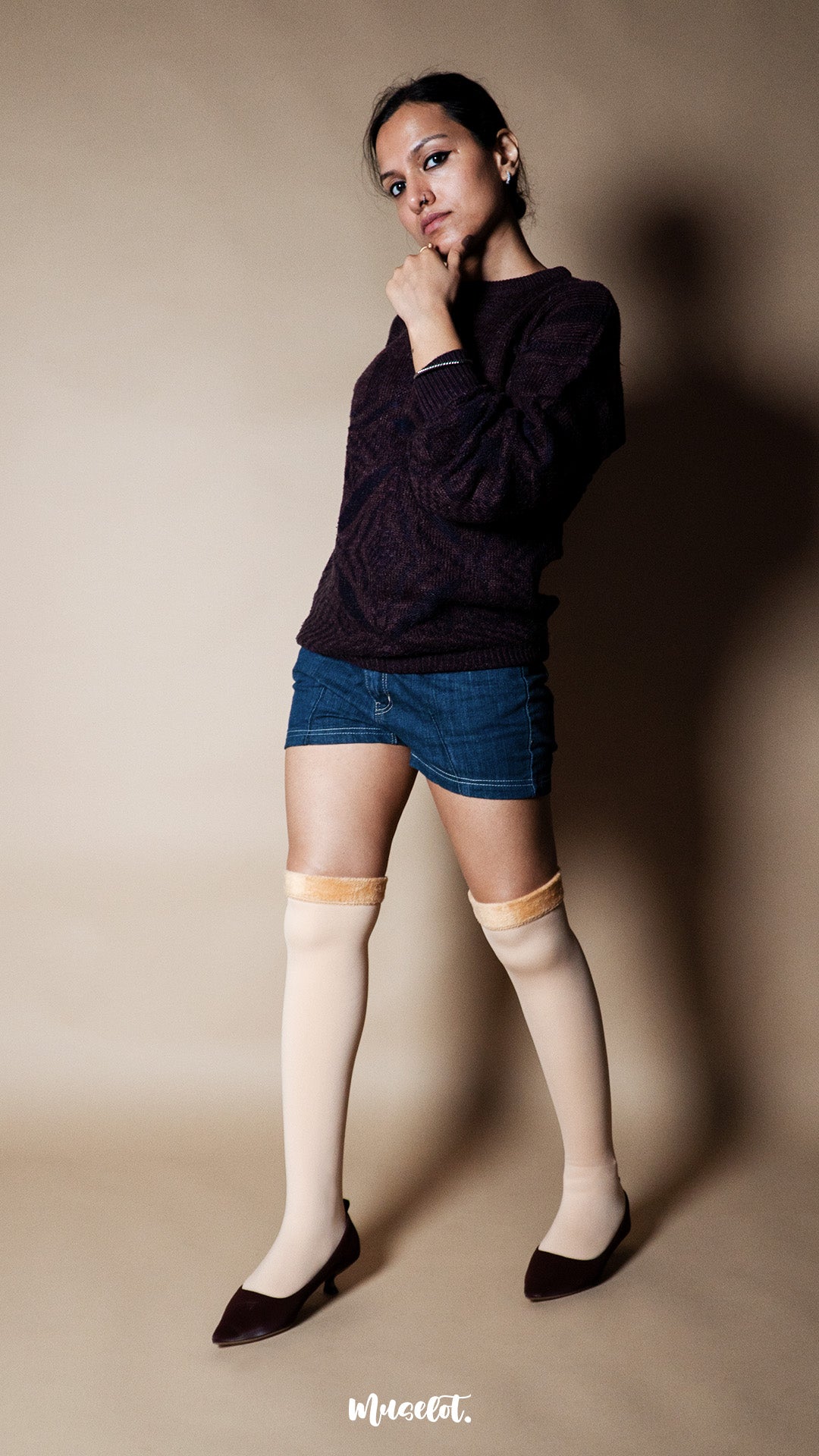 Knee-High Warm Furry Skin Socks