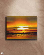 The sunrise modern abstract art on a light background features a vibrant and modern depiction of a sunrise. The light backdrop enhances the artwork’s vivid colors and abstract shapes, creating a fresh and elegant focal point. This setup adds a bright and uplifting touch to the space, emphasizing the artwork’s dynamic and contemporary qualities.-Muselot