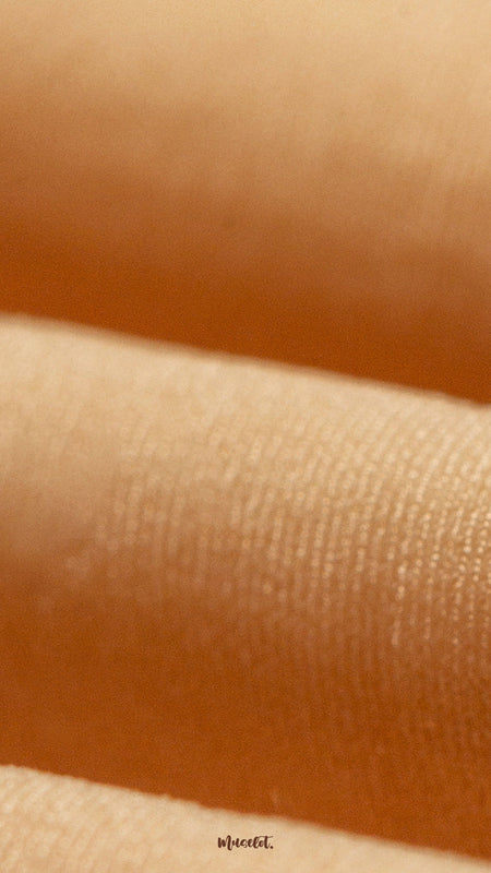 Zoomed-in shot of breathable skin-colored tights material, highlighting the smooth silken weave, lightweight texture, and premium finish - Muselot