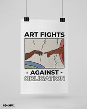 Art fights against obligation design illustrated framed and unframed posters at Muselot
