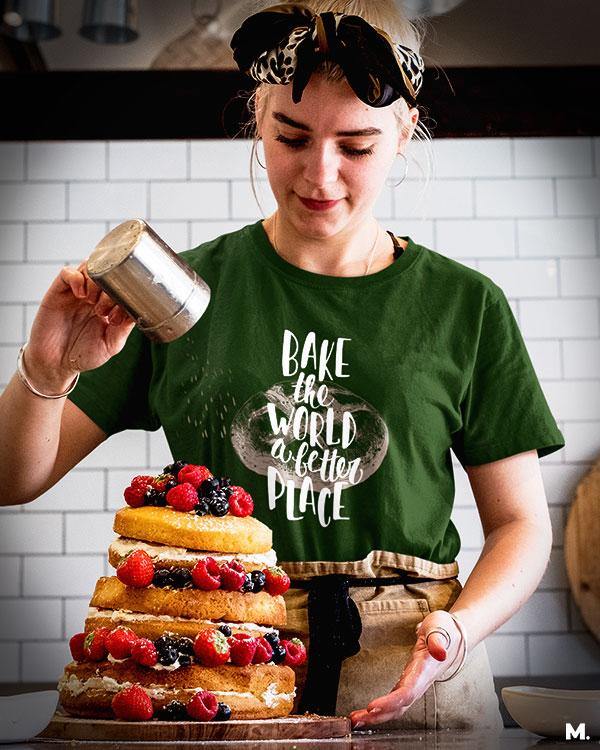 printed t shirts - Bake world a better place  - MUSELOT