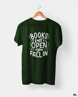 Books fall open, you fall in printed t shirts