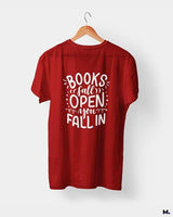 Books fall open, you fall in printed t shirts