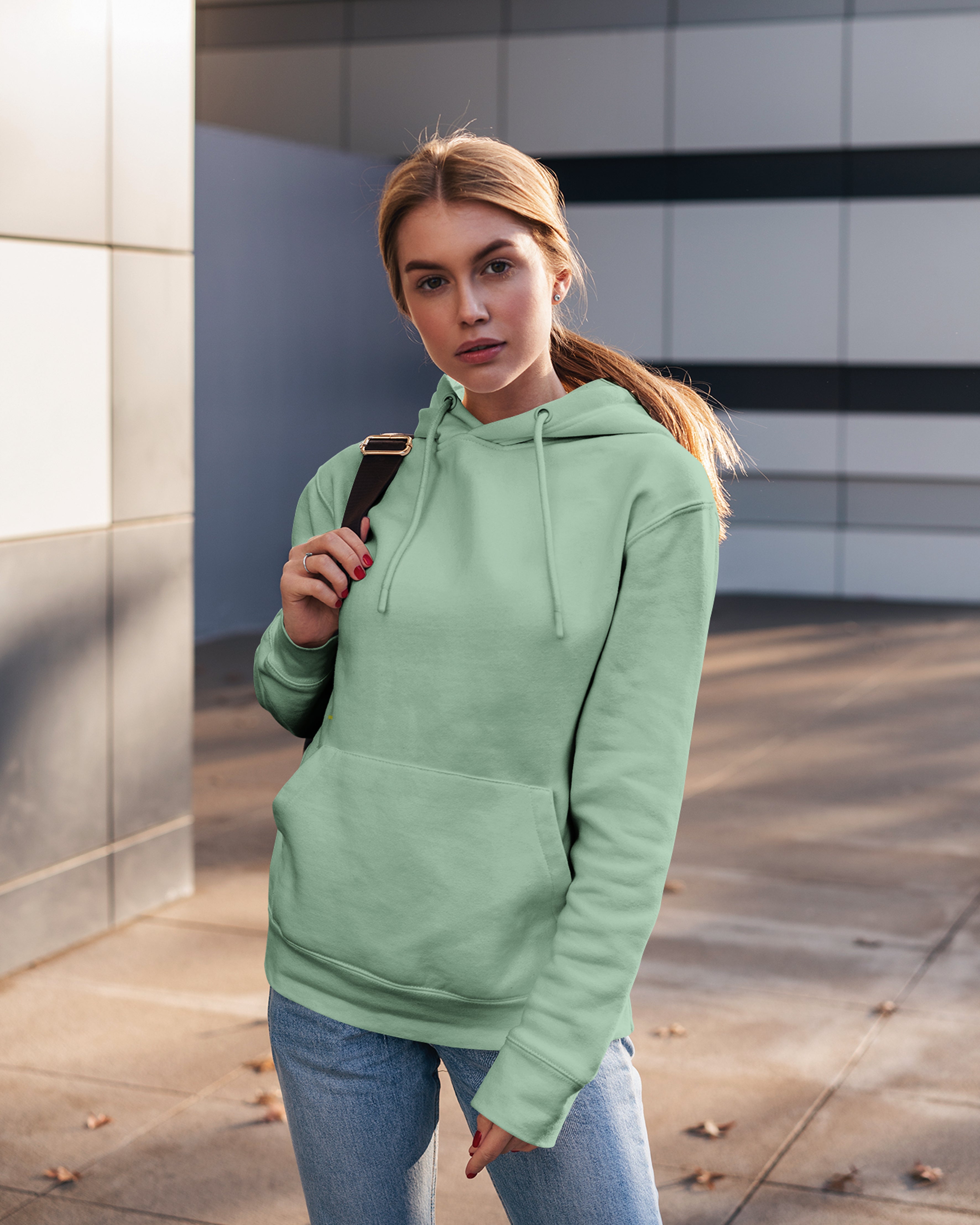 Mint green plain hoodies for men and women online - Muselot