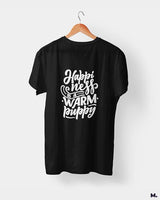 Happiness is a warm puppy printed t shirts