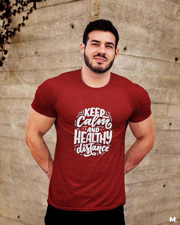 printed t shirts - Keep calm & healthy distance  - MUSELOT
