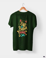 Life is better with cats printed t shirts