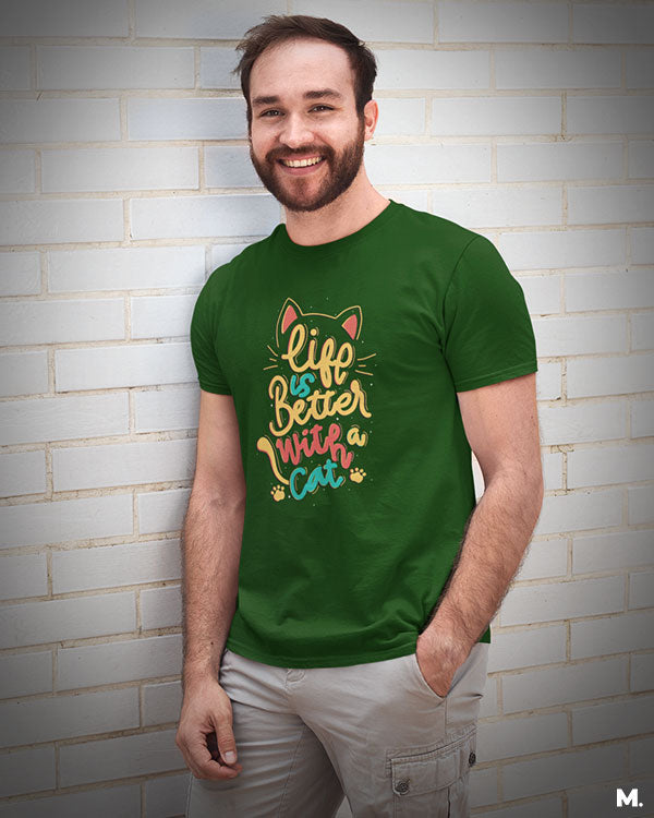 Life is better with cats printed t shirts