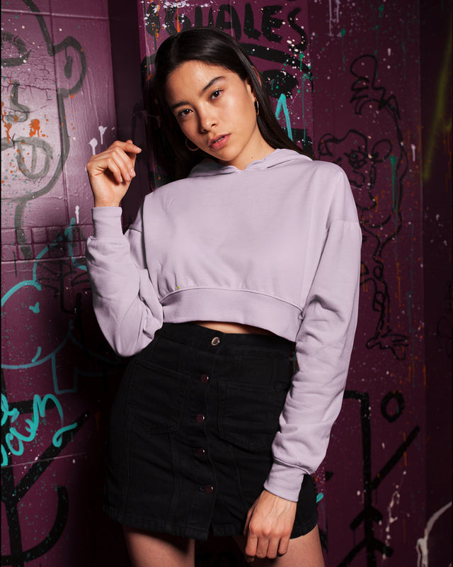 Light pink plain crop hoodies