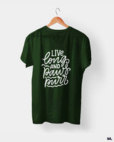 Live long and paws purr printed t shirts