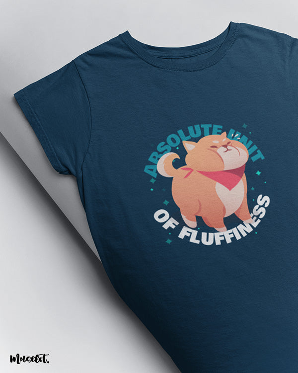 Absolute unit of fluffiness illustrated printed t shirt in navy blue colour at Muselot