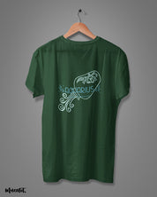 Aquarius design illustrated printed t shirts in olive green by Muselot