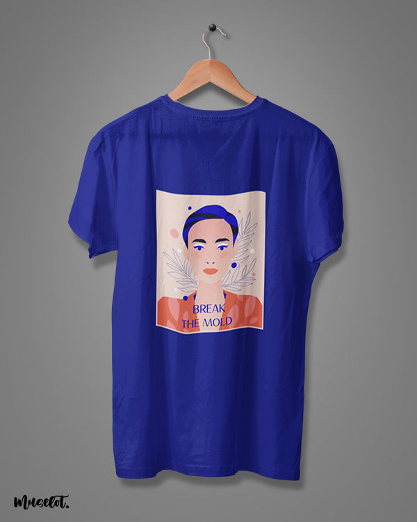 Break the mold design illustrated printed t shirt in royal blue colour for LGBTQ+ pride at Muselot