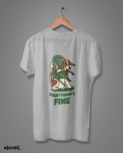 Everything's fine funny illustrated printed t shirt for dog lovers in melange grey at Muselot