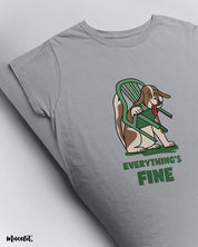 Everything's fine funny illustrated printed t shirt for dog lovers in melange grey at Muselot