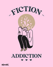 Fiction addiction design illustration by Muselot for book lovers 