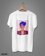 Gender fluid design illustrated graphic t shirt in white colour for LGBTQ+ pride community at Muselot