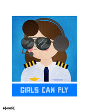 Girls can fly design illustration for air hostesses at Muselot