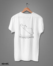 Hippotenuse funny graphic illustrated printed t shirt in white colour at Muselot