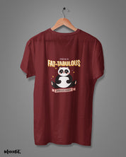I am not fat, I am fat-tabulous design illustrated graphic t shirt in maroon colour for plus size women at Muselot