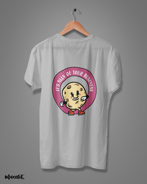 It's naan of your business design illustration printed t shirt for foodies in melange grey by Muselot