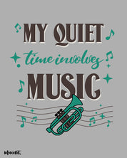 My quiet time involves music printed t shirts by Muselot in melange grey colour 